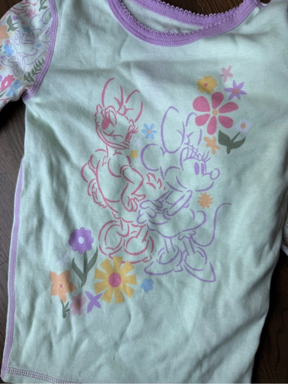 Disney Mint & Lavender Floral Daisy & Minnie Character Pajama Set